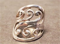 Sterling Silver Swirl Pattern Ring Size 5.25