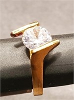 Cubic Zirconia Ring Gold Tone