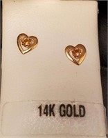 Nov Yellow Topaz on Heart 14K Yellow Gold Scew Ear