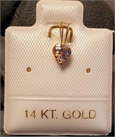 Heart Cubic Zirconia Pink on 14K Gold Pendant