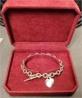Italy Heart Toggle Bracelet Sterling Silver 7.5in