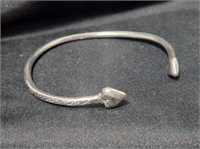 Hearts Open Bangle Bracelet Sterling Silver