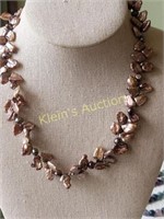 freshwater pearls rose  w/ sterling clasp necklace