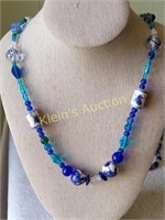 handcrafted Murano? & blue bead necklace lampwork