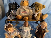 Bears & Dolls on a Bench
