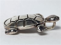 Turtle Silver Tone Brooch Pendant VTG