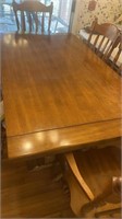 6 ft dining table with 6 total chairs, (2 arm