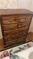 6 drawer Wooden Chester drawers with gold colored
