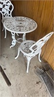 Metal table and two chairs
