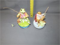 2 Frog Musical Figurines