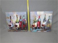 2 Wine Bottle Paintings