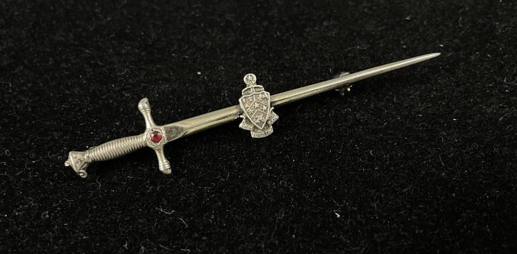 Vintage Sterling Silver Shriners Mason Sword Pin