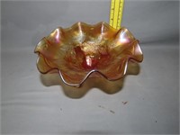 Footed Carnival Glass Cherry Bowl