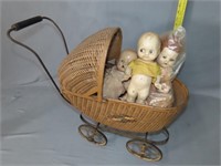 Old Doll Stroller & Old Dolls