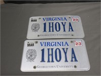 Pair of Georgetown Hoya License Plates