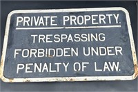 Large Antique Cast Iron Private Property Sign