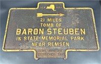 Large Antique Cast Iron NY Baron Steuben Sign