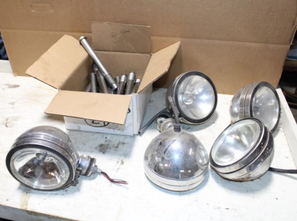 20 Push Rod Tubes & 5 Chrome Lights