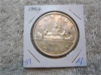 1954 Canada Silver dollar (Some wear)