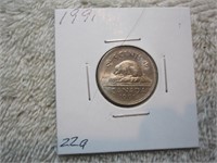 1991 Canadian .05 cents Low mintage