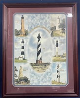 North Carolina Lighthouses framed art, 30 1/2”x24
