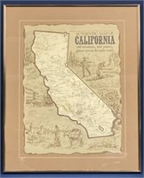 California map wall decor 18”x22” framed