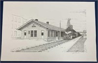 Elkin NC Railroad pencil sketch by John Furches,