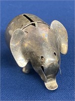 Vintage Coin Bank Elephant Figurine Silver Plate