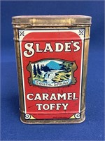 VINTAGE SLADES CARAMEL TOFFY TIN--ROYAL TOFFEY