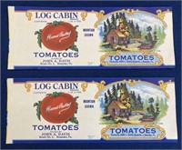 (2) Vintage Log Cabin Tomatoes can labels, they