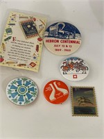 Vintage Assorted Buttons and Stamp
