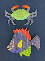 Crab and Tropical Fish wall art, resin