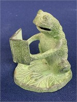 Cast Iron Frog with Book, Sitting and Reading 4
