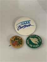 Vintage Buttons Erin Go Bragh Peace Corp Clean