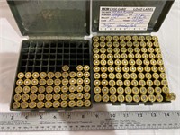 45. Auto rim, reloaded ammo and primed cases.