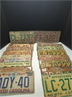 Vintage 1968, 1970's and 1980's NC license plates