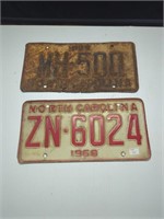 1960's NC license plates x2