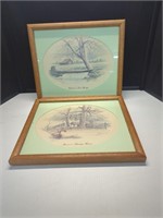 Vintage framed prints signed and dated by E.