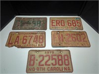 Vintage 1970's NC license plates