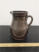 Antique Brownware Stoneware Pitcher- 9.5" Tall-