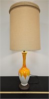 Mid Century Modern Drip Glaze Lamp w Shade- 49"