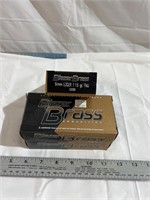 Three new boxes, blazer brass, 9 mm ammo
