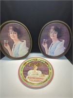 Vintage Round and  Oval Coca-Cola trays (3)