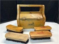 Kiwi Shoe Groomer Wood Box with 4 brushes
