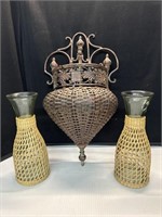 Wicker Wall Hanger & wicker carafes