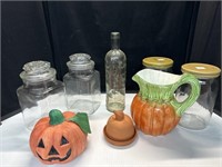 Glass Canisters Jars Wine Bottle & Pumpkin
