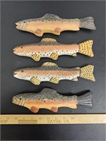 (4) Wooden Hand Painted Fish- Approx 10" Long-