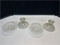 Vintage Glass Candlestick Holders 2 Sets