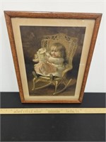 Antique Framed and Matted Hello Baby by Henry