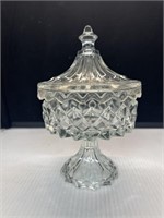 L E Smith Diamond Carousal Candy Compote with Lid